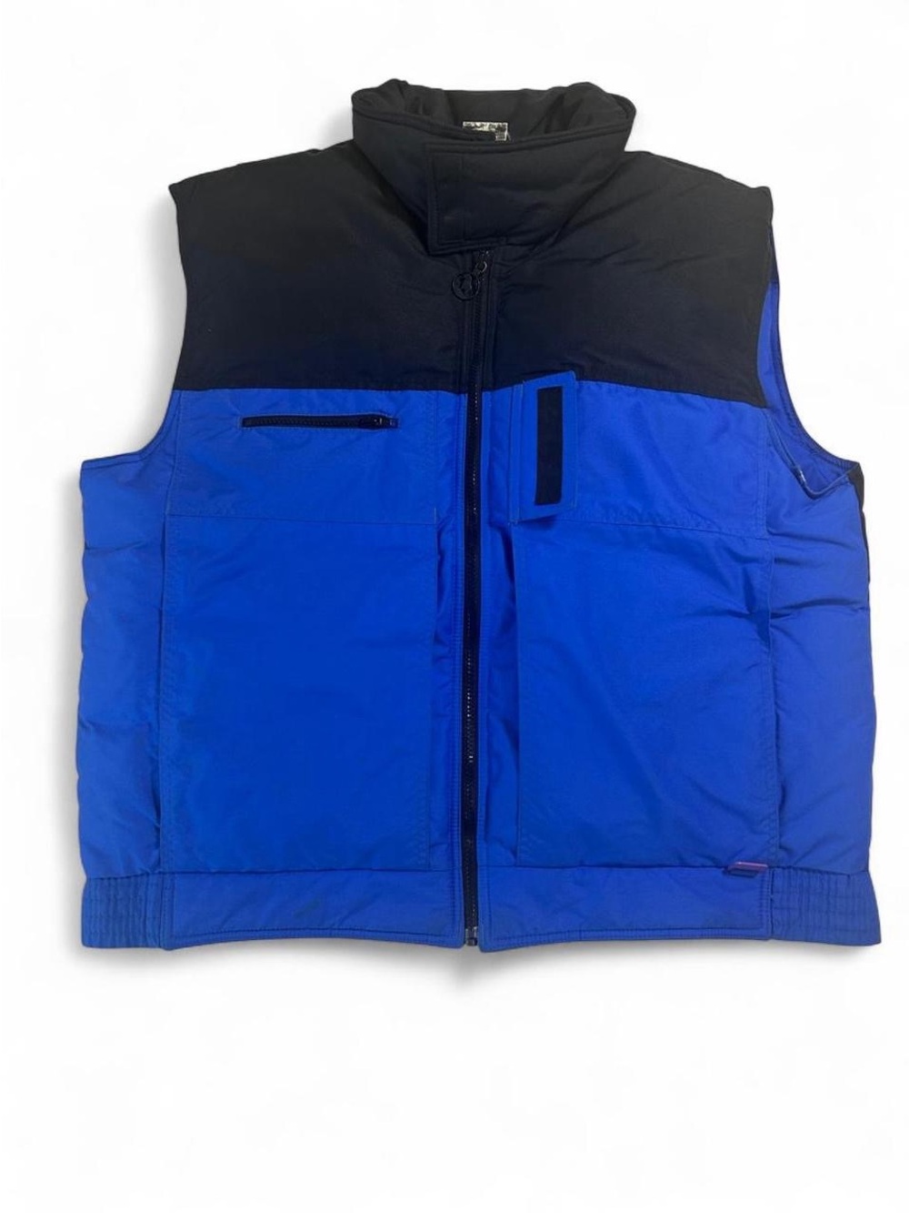 Vintage Mountain Goat by White Stag Down Vest XL Blue Black Puffer Ski
